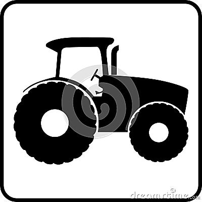 Tractor icon button Vector Illustration