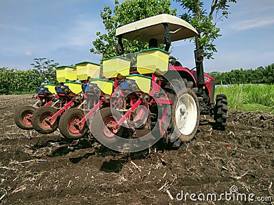 Tractor implement rotary Location in Indonesian Editorial Stock Photo