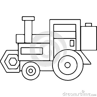 Tractor kids geometrical figures coloring page Cartoon Illustration