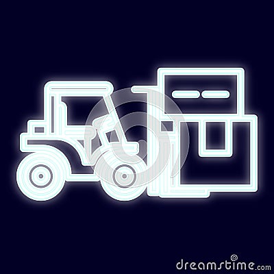 Tractor loader with the effect of neon light. Neon icon. Vector image. The design element of the interface Vector Illustration