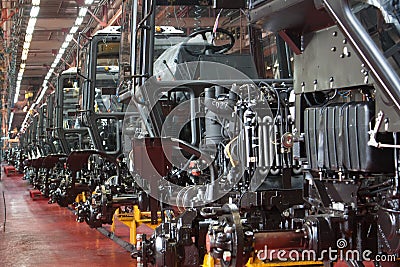 Tractor Manufacture Assembly Line Inside The Agricultural Machinery Factory Stock Photo