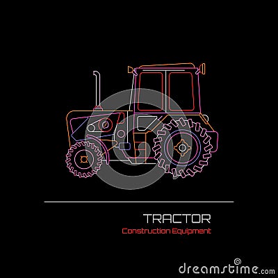 Tractor Neon Sign Vector Illustration