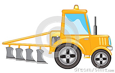 Tractor with plow Vector Illustration