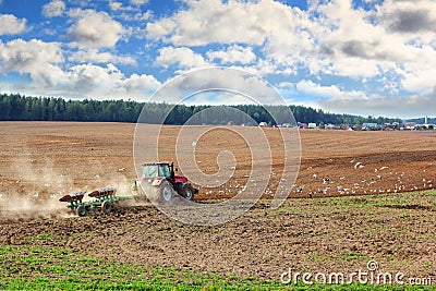 Tractor Plowing Stock Photo