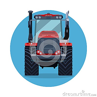 Tractor. Plowing by tractor in autumn. Vector Illustration