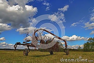 Tractor rake Stock Photo