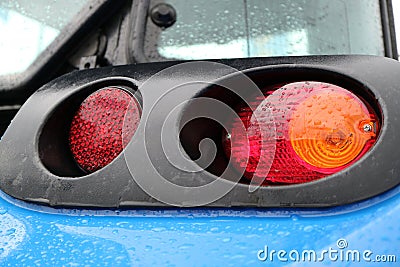 Tractor. Rear lights look Stock Photo