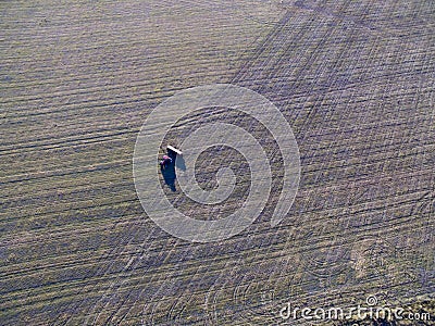 Tractor and seeder, direct sowing Stock Photo