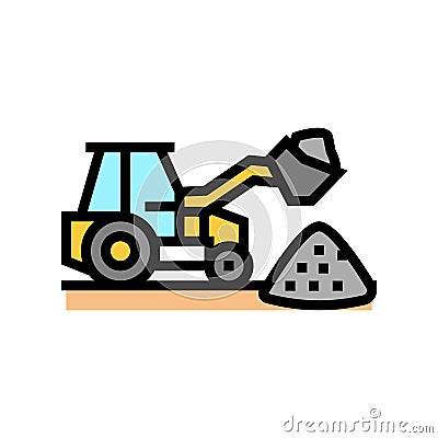 tractor stone gravel loading machine color icon vector illustration Vector Illustration
