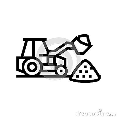 tractor stone gravel loading machine line icon vector illustration Vector Illustration