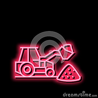 tractor stone gravel loading machine neon glow icon illustration Vector Illustration