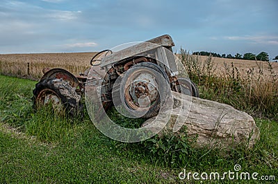 Tractor on a stone Stock Photo