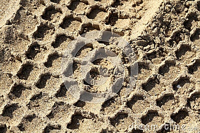 Tractor tracks in sand Stock Photo