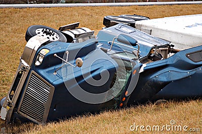 Tractor trailer accident Stock Photo