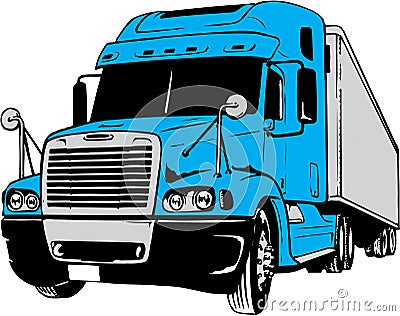 Tractor Trailer Illustration Vector Illustration