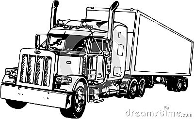 Tractor Trailer Illustration Vector Illustration