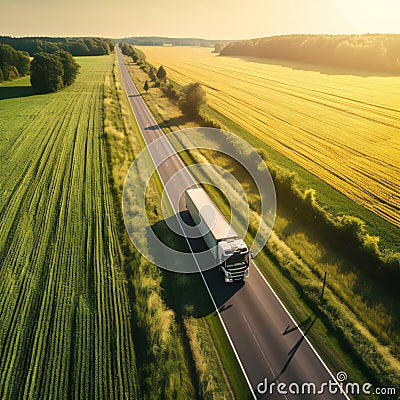 Tractor trucks are used to transport goods on highways.generative ai Stock Photo