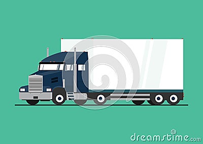 Cartoon heavy truck and semitrailer. Vector Illustration