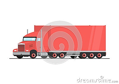 Cartoon heavy truck and semitrailer. Vector Illustration