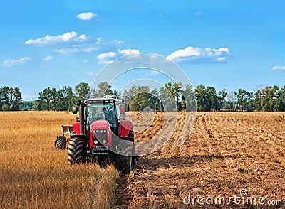 Tractors on field Stock Photo