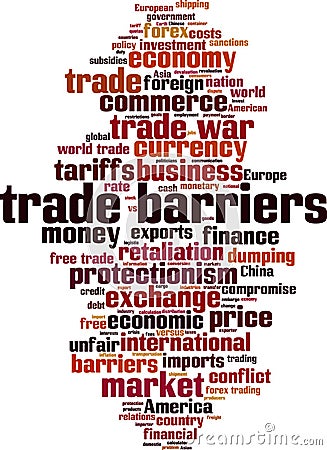 Trade barriers word cloud Vector Illustration