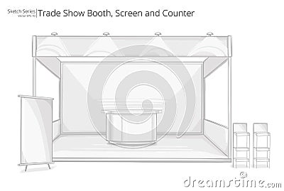 Trade Exhibition Booth. Vector Illustration