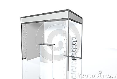 Trade exhibition stand Exhibition round 3D rendering Stock Photo