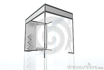 Trade exhibition stand Exhibition round 3D rendering Stock Photo