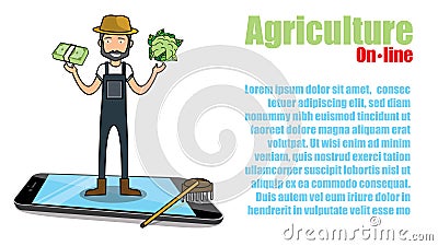 Trade and Farmer with fresh Vector Illustration