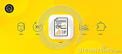 Trade infochart, Report document and Puzzle minimal line icons. For web application, printing. Vector Vector Illustration