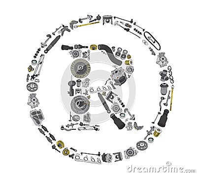 Trade Mark icon with auto parts for car Vector Illustration