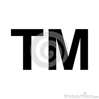 Trade mark icon symbol. TM sign trademark vector black law Vector Illustration