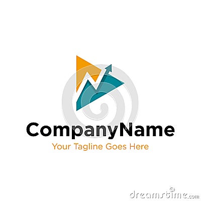 Trade marketing logo design vector template illustration. play icon and chart stats icon concept. company, corporate, business Vector Illustration