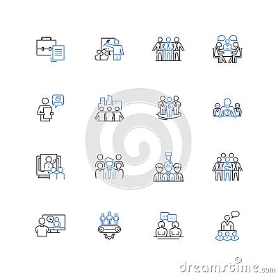 Trade model line icons collection. Barter, Exchange, Commerce, Mercantilism, Interchange, Transfer, Purchase vector and Vector Illustration