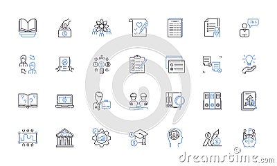 Trade proceeds line icons collection. Commerce, Exports, Imports, Transactions, Revenue, Profit, Barter vector and Vector Illustration