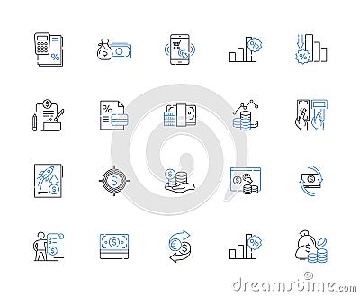 Trade scheme line icons collection. Barter, Exchange, Commerce, Swap, Agreement, Transaction, Deal vector and linear Vector Illustration