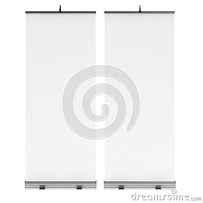 Trade show booth. Expand Roll Up Banner. Stock Photo