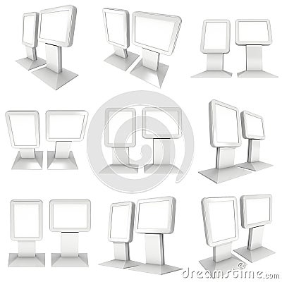 Trade show booth LCD screen stand. Stock Photo