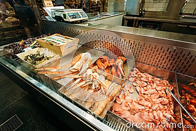 Trade in traditional Swedish food in the local Hay Market Hotorget in Stockholm, Sweden Editorial Stock Photo