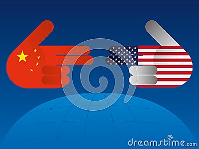 Trade war between China and USA Vector Illustration