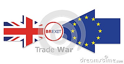 Trade war - Brexit, economic conflict betwen United Kingdom and European Union Vector Illustration