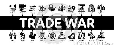 Trade War Business Minimal Infographic Banner Vector Vector Illustration