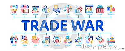 Trade War Business Minimal Infographic Banner Vector Vector Illustration