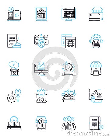 Trade Wares linear icons set. Exchange, Barter, Commerce, Goods, Merchandise, Swap, Negotiate line vector and concept Vector Illustration