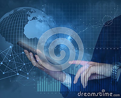 Trade on the world market with the help of new technologies. Stock Photo