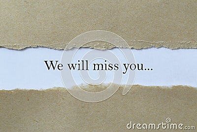 We will miss you heading Stock Photo