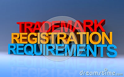 trademark registration requirements on blue Stock Photo