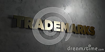 Trademarks - Gold text on black background - 3D rendered royalty free stock picture Stock Photo