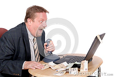 Trader shooting for money Stock Photo