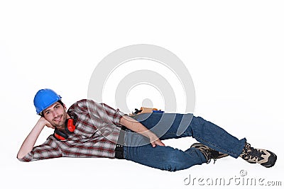 Tradesman on the ground Stock Photo